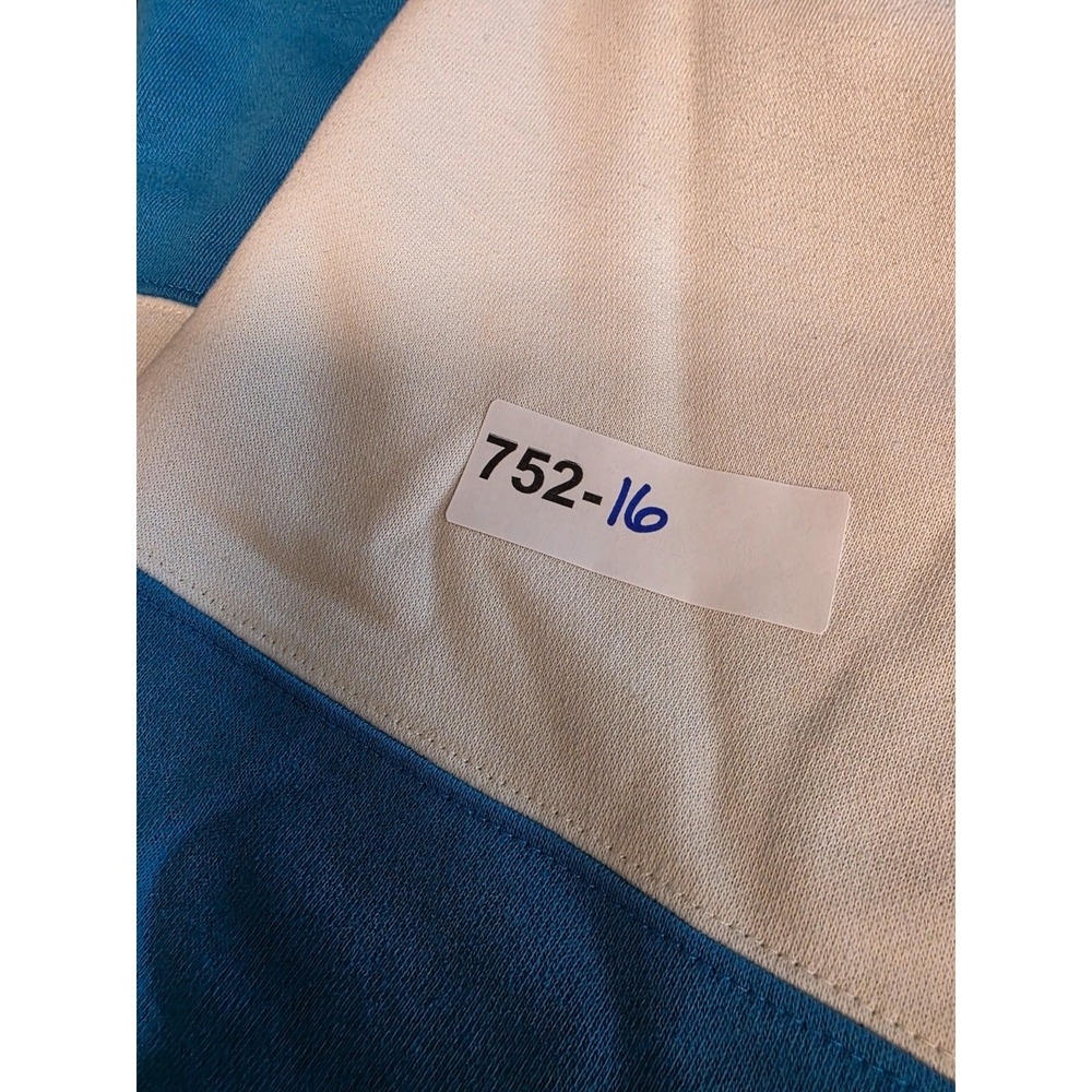 VTG 90s Cheetah Sweatshirt Unisex M Blue White Two Tone Button‎ Crew Neck Collar - Picture 11 of 11